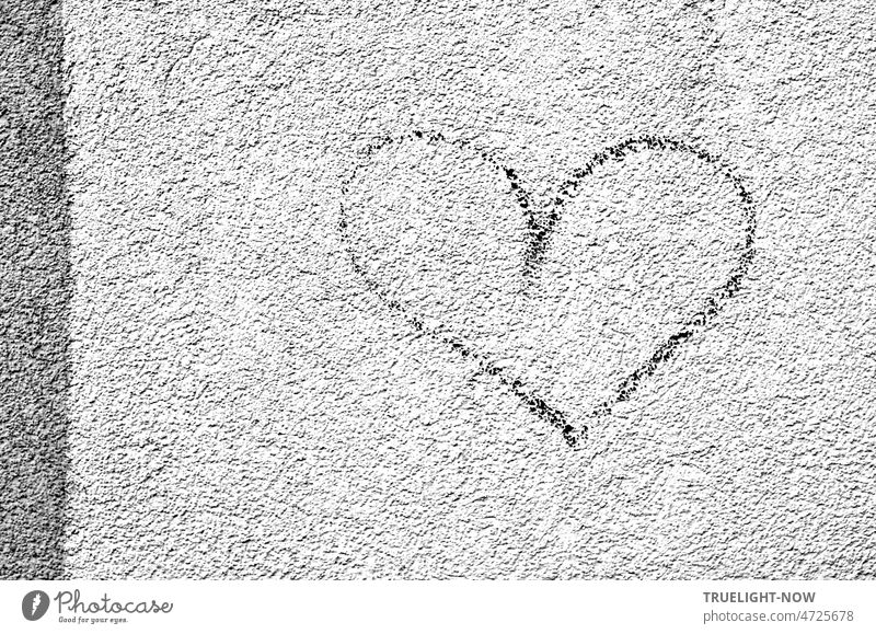 Big simple heart lonely and alone on white house wall Graffiti Heart outline Wall (building) White Simple Large Drawing Swing Line Calm Harmonious silent