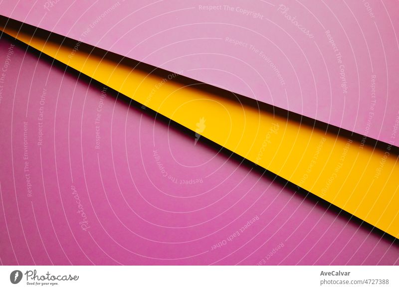 Flat background with different color layers purple and yellow