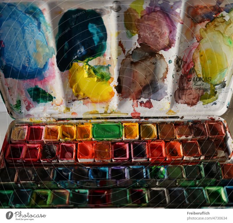watercolour box colors Painting (action, artwork) Art Leisure and hobbies Watercolor Multicoloured Creativity watercolours Bowls paint bowls