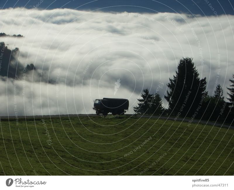 sea of clouds Clouds Truck Armed Forces Army Fog Panorama (View) Valley lorry steyr 12m18 Large