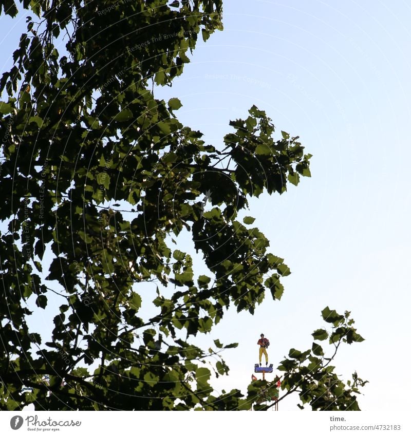 unique selling point Figure advertising media masculine Tree branches ride on one's own Lonely Sky Above