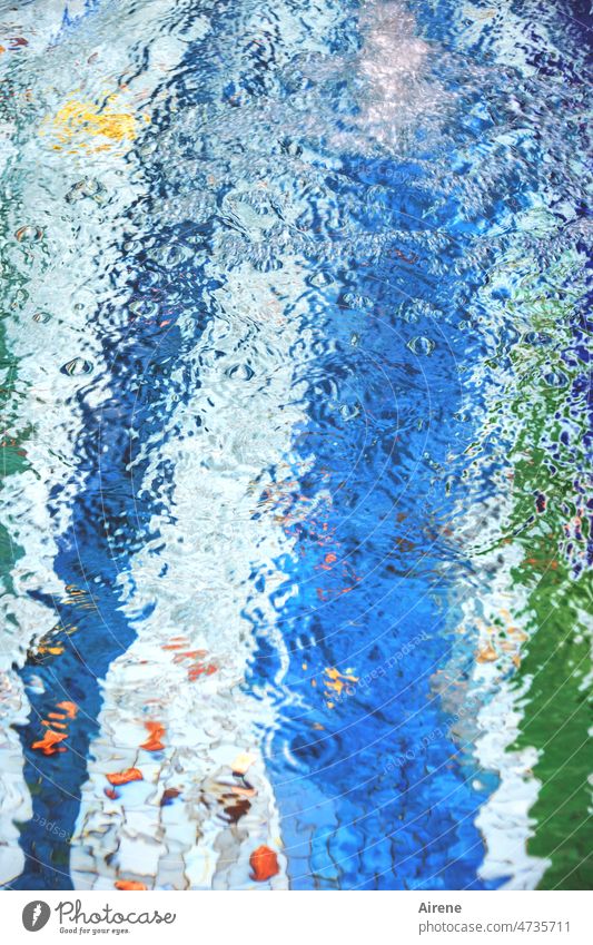 Color test | Sparkling water Water Blue crimped hazy moved Waves crystal clear Green Red variegated take courses gush fizz well water light blue Abstract Colour