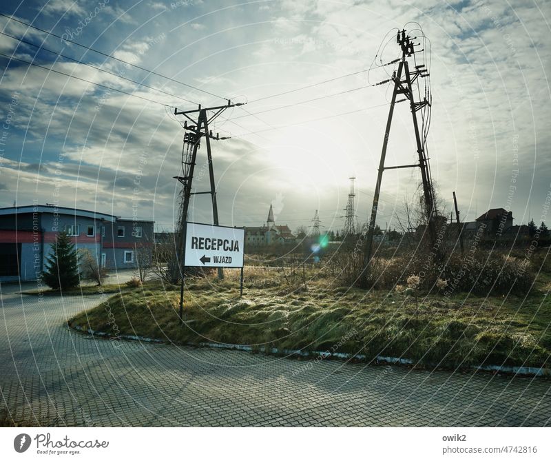 To the reception Hotel Road marking Signs and labeling Characters Letters (alphabet) Polish Poland Eastern Europe Zgorzelec Outskirts Signage Deserted