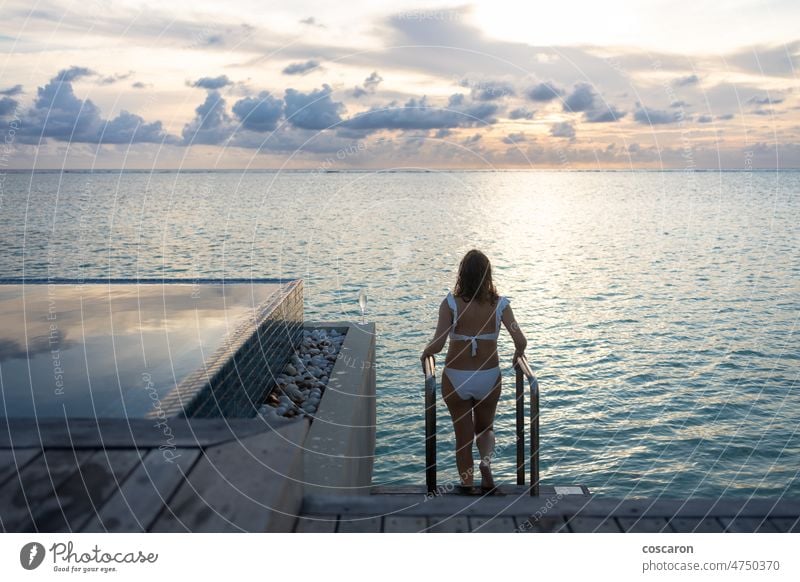 Asian Girl in Swimming Pool Stock Photo - Image of ladder