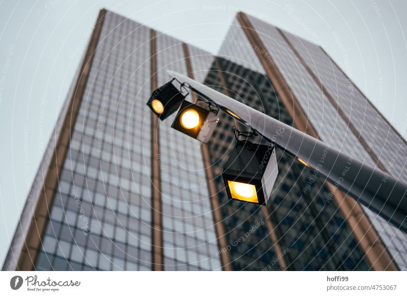 urban skyscraper canyon with street lighting High-rise Urbanization monotony Financial District financial centre Skyline Downtown Brussels Architecture