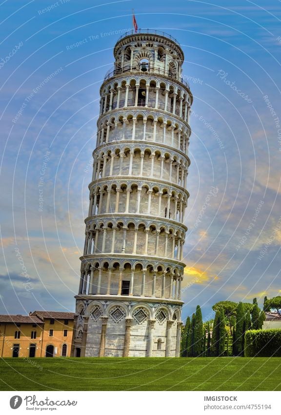 Leaning Tower of Pisa, Italy ancient architecture basilica beautiful bell tower buildings campo cityscape destination destinations dome duomo dusk early evening