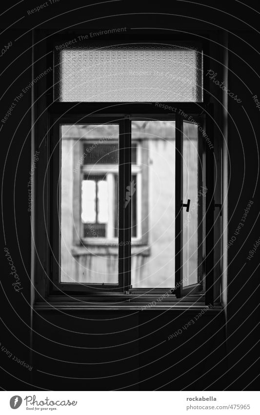 View through window House (Residential Structure) Wall (barrier) Wall (building) Window Old Dark Uninhabited Black & white photo Interior shot Day Back-light