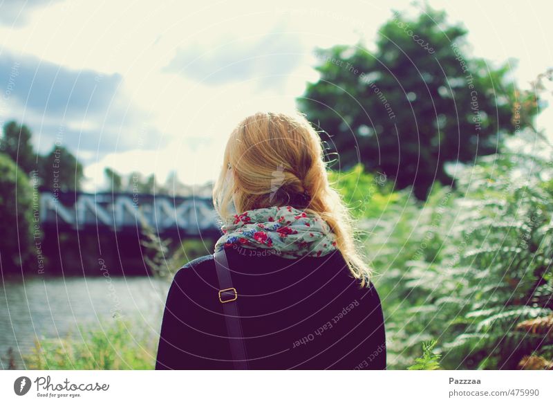 A walk at the Tow Path Feminine Young woman Youth (Young adults) Head Hair and hairstyles 1 Human being 18 - 30 years Adults Summer Bushes Park River Outskirts