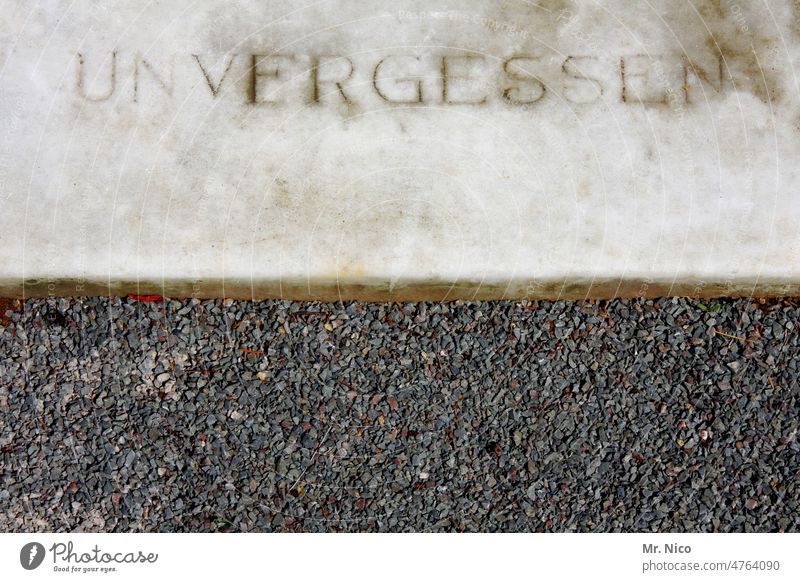 unforgotten Tombstone Marble Characters Inscription Cemetery Death Grief Grave Transience Sadness Eternity Stone Pebble Granite Goodbye Lettering