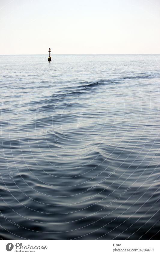 You are not alone Maritime Buoy Waves Baltic Sea Water Horizon Surface Aquatics Sky Wet Damp Nature naturelement Sea State swell Reference point fairway