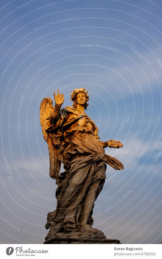 Angel statue at Ponte S. Angelo in Rome, Italy italy italian rome sky architecture beautiful famous monument outdoor bridge historical exterior roman peaceful
