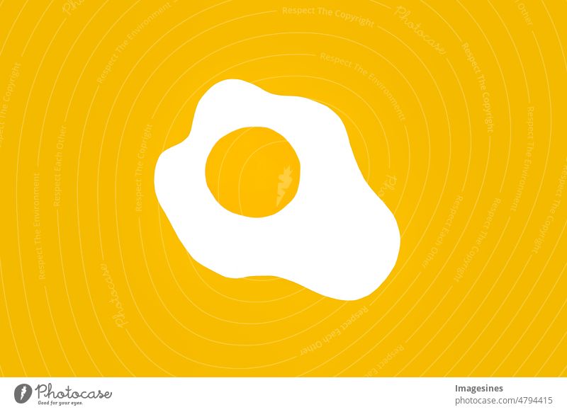 Abstract food art background. Morning breakfast background. Fried egg illustration on yellow background. Minimal concept. Top view. Art backgrounds Breakfast