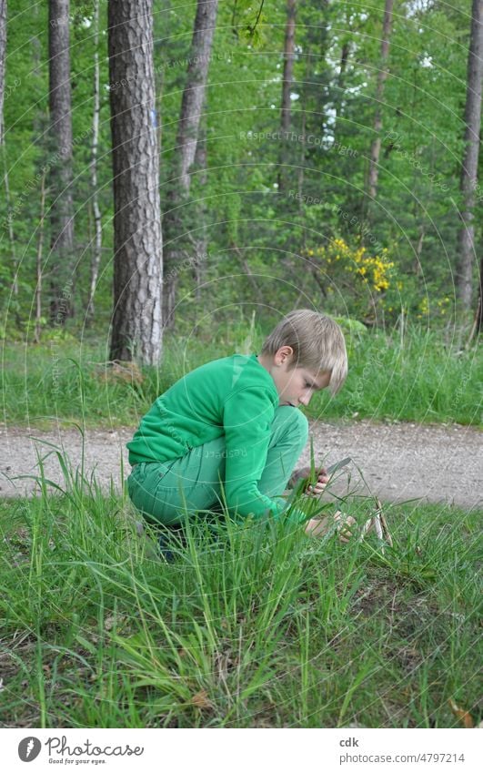 Childhood | fridays for future | green, green, green is everything ... Human being Boy (child) Forest Edge of the forest Green green clothing Green jeans
