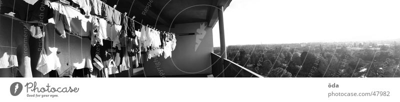 Washing day #1 Laundry Clothesline Hang up Dry Panorama (View) Clothing Black & white photo Large Panorama (Format)