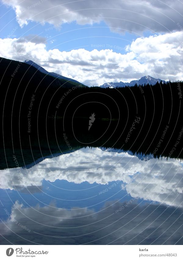 times two Clouds Forest Lake Reflection White Turquoise Vacation & Travel Calm Canada British Columbia Summer 2 Mountain Sky Water Blue Idyll Peace