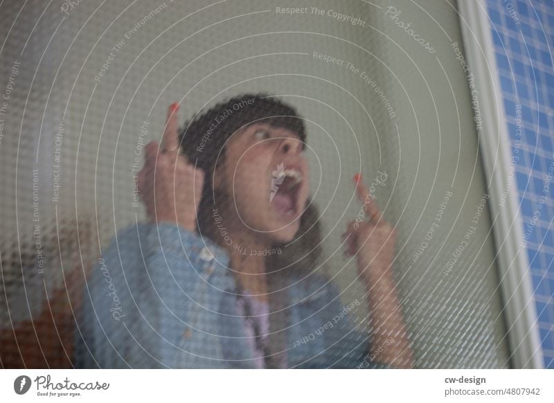 Woman with even more emotions Emotions cry Give the finger Glass Pattern