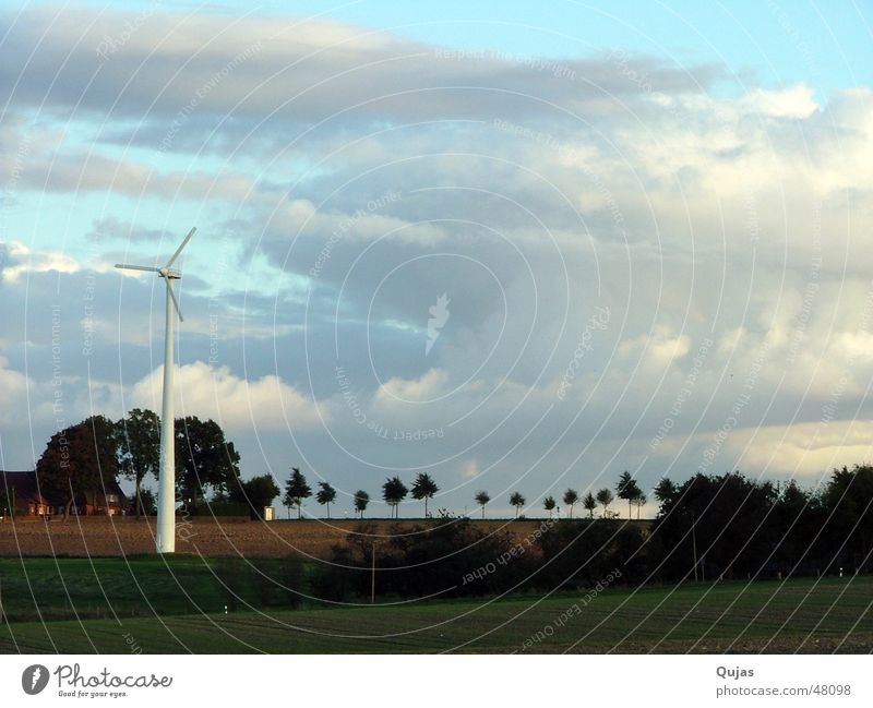 The sky over Coesfeld Clouds Sky Avenue Field Clouds in the sky Horizon Far-off places Harmonious Positive Future Alternative Electricity Landscape