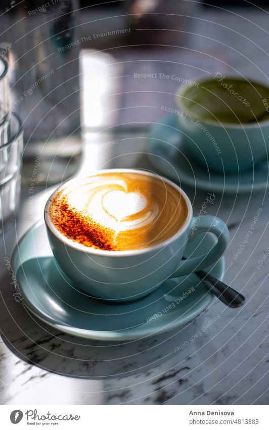 Latte or Cappuccino Coffee in cafe cappuccino coffee hot cup milk drink breakfast aroma white latte morning art beverage barista restaurant aromatic