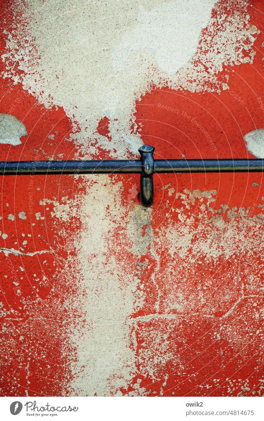 Taken down Wall (building) Wall (barrier) Facade Bracket Door handle rail Metal Past Transience Change Decline Firm To hold on Derelict Colour photo Abstract