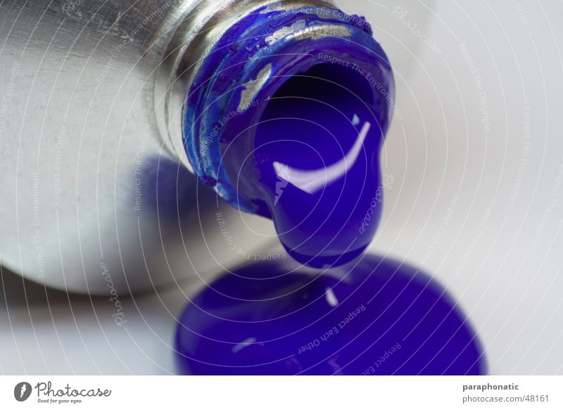 Blue drop Fluid Elapse Painting equipment Large Macro (Extreme close-up) London Underground Metal Bottle ink tube Colour Drops of water Acrylic Draw