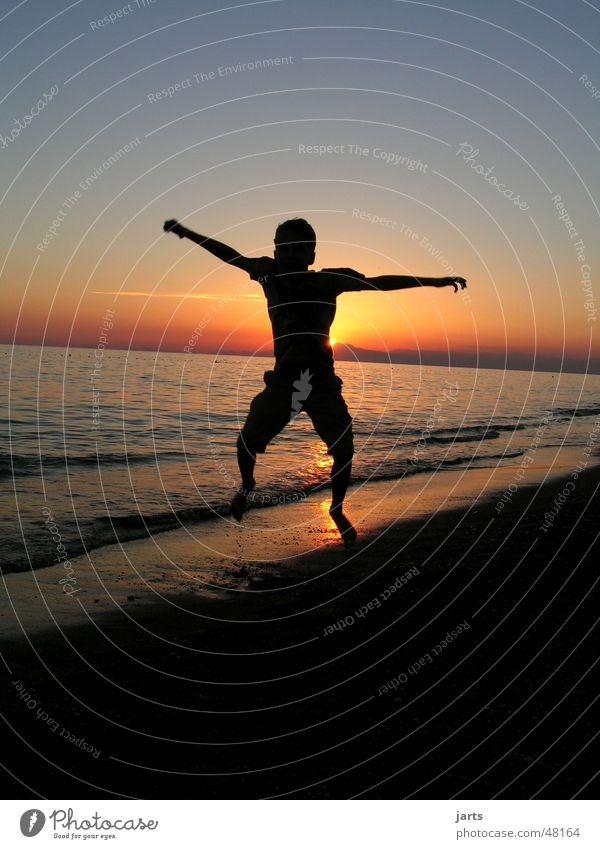 jump Joy Happy Vacation & Travel Freedom Summer Beach Ocean Youth (Young adults) Jump Brash Friendliness Happiness Sunset Light heartedness Colour photo