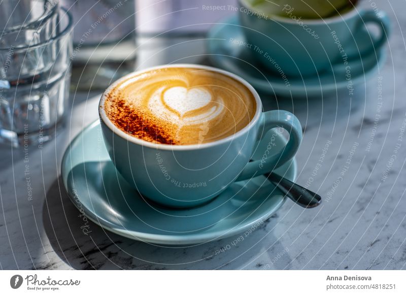 Latte or Cappuccino Coffee in cafe cappuccino coffee hot cup milk drink breakfast aroma white latte morning art beverage barista restaurant aromatic