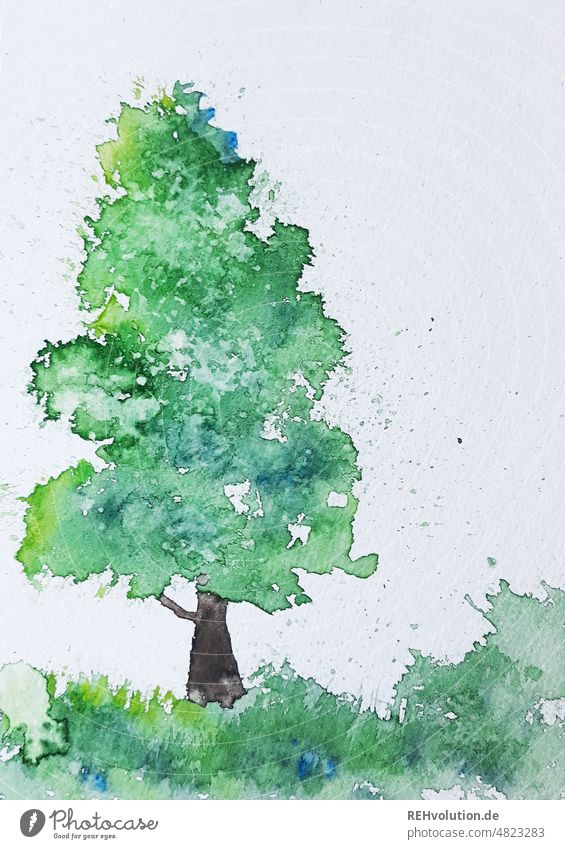 simple watercolor tree