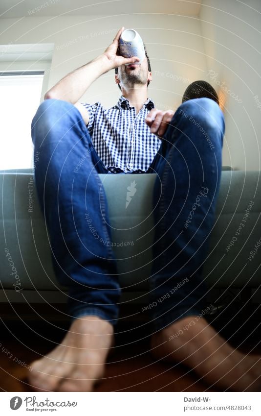 Man drinking from a cup Drinking Mug Coffee Water Thirst Thirsty Beverage Sit Anonymous