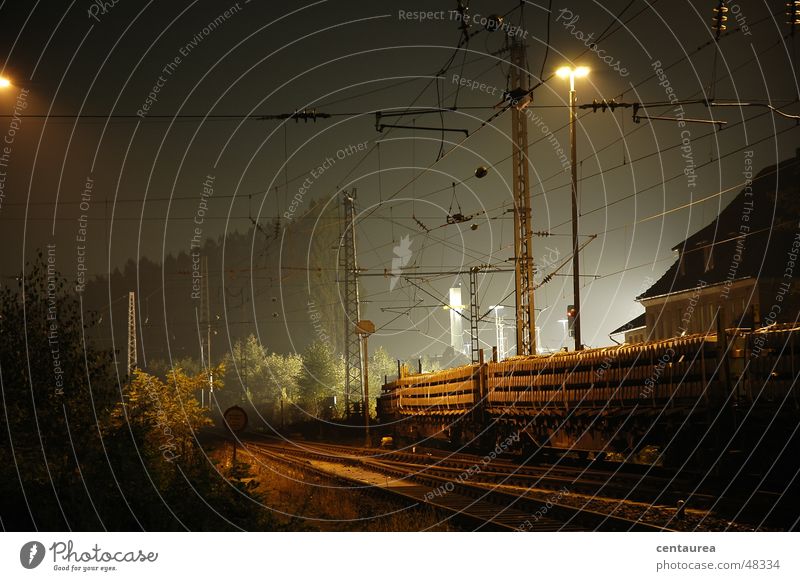 Laying of new tracks Railroad tracks Night Train station Light Work and employment Osnabrück district ...