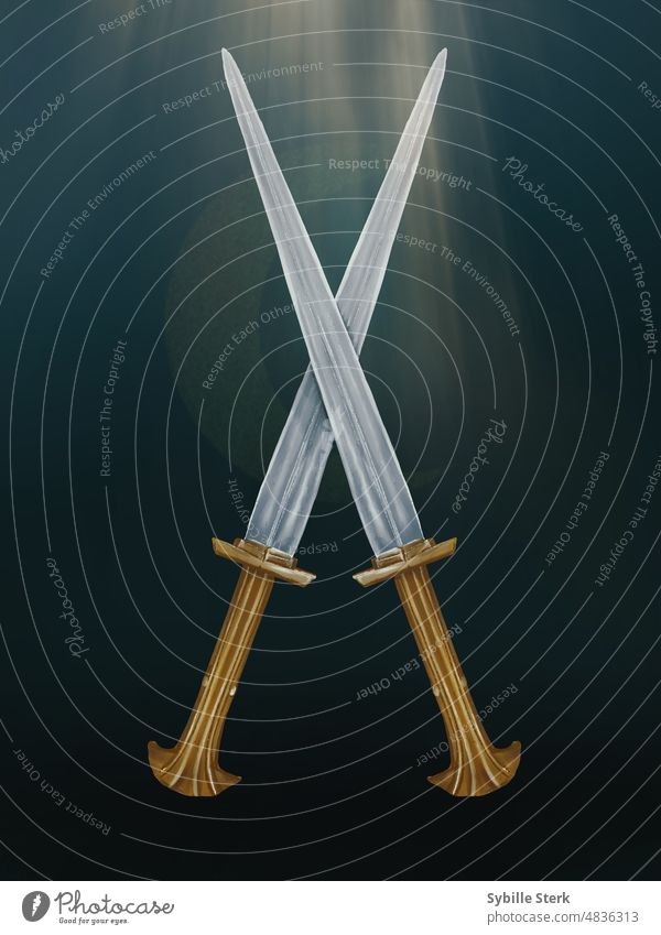 Two crossed daggers half moon ancient weapon Weapon Knives Dangerous war death fight struggle Indian weapon indian dagger Fear Threat Crime weapon