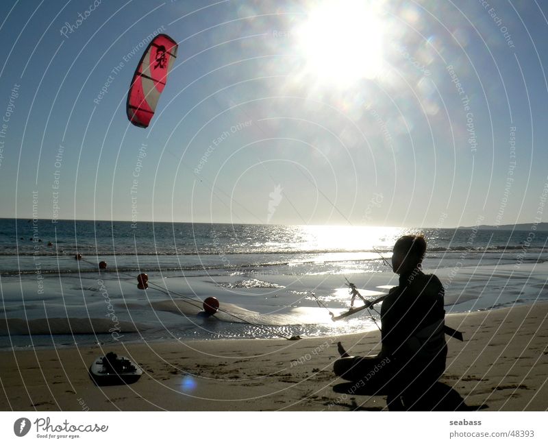 rest Kiting Kiter Ocean Calm Break Beach Far-off places Sun