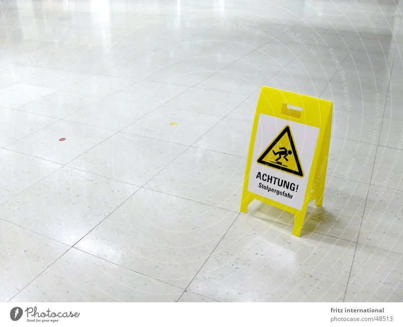 risk of tripping Advancement Future High-tech Sign Signs and labeling Signage Warning sign To fall Walking Threat Cold Clean Yellow Dangerous Respect