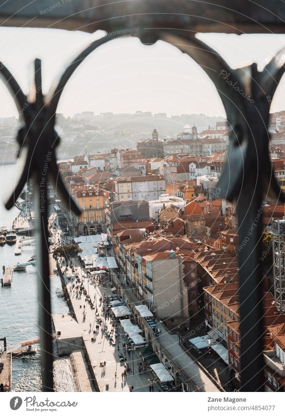 View at Porto city through the bridge porto oporto portugal travel europe old city Architecture portuguese historical landmark cityscape architecture view