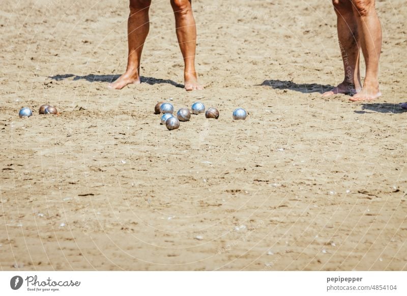 Play bocce Boccia Ball Sports Playing Leisure and hobbies Joy naked feet naked legs Legs Summer Naked flesh Barefoot balls silver Toes Vacation & Travel