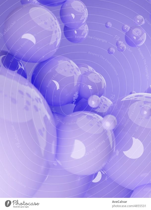 Purple Abstract background of 3d spheres. Modern plastic pastel bubbles, 3d rendering design of abstract spheres. Abstract mock up scene pastel color texture