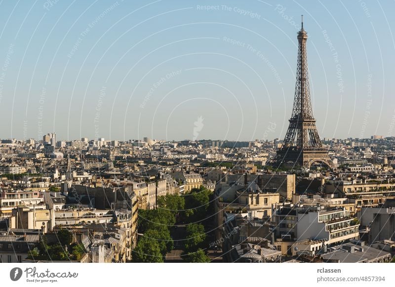 View on Eiffel tower at sunset, Paris, France paris eiffel landmark france pont alexandre iii skyline europe summer seine view travel romantic boat city river