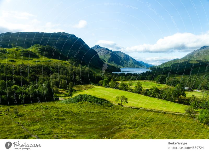 Green landscape in the Scottish Highlands. Landscape Scotland Whiskey Oban harry potter jacobite Lake Relaxation tranquillity Life Harmonious Well-being