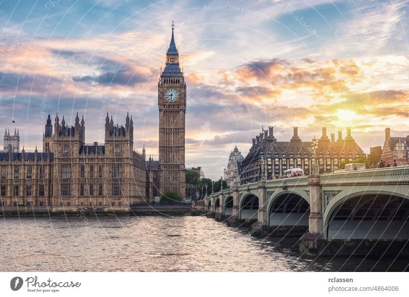 Big Ben and Houses of Parliament at sunset, London, UK houses of parliament big ben london england breat britain city westminster palace of westminster thames