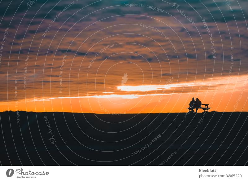 Love is - when two people look in the same direction - here midsummer night -. Midsummer Midsummer Night In love Clouds Sun Bench height Shadow Gorgeous Hill