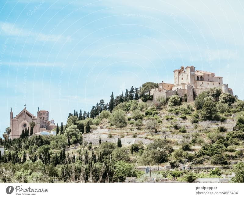 SAN SALVADOR CHURCH ON A HILL IN ARTA ON MALLORCA Majorca mallorquin Mallorca Palma de Majorca Spain Vacation & Travel Exterior shot Architecture Mediterranean