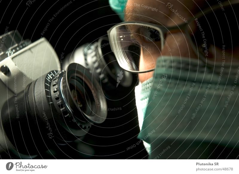 Macro from Dr. on microphone Eyeglasses Microscope Dark Operation Mask zeiss Lens Nose