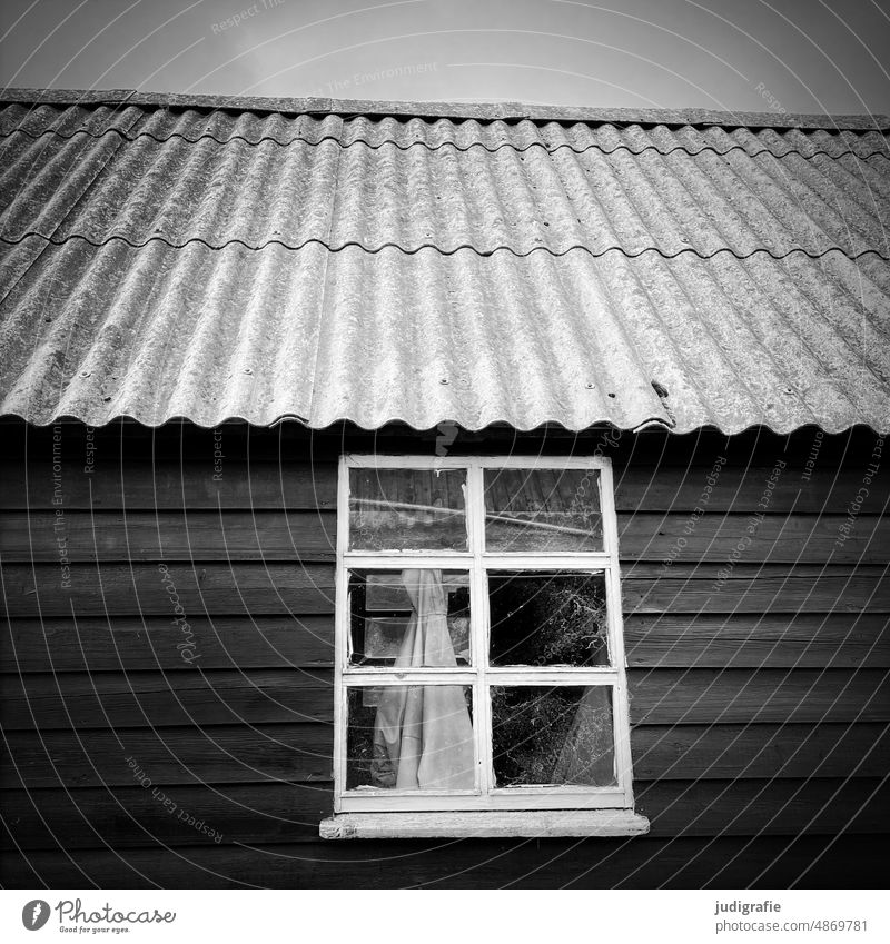 Cottage at the harbor Hut Corrugated iron roof Roof Corrugated sheet iron Wooden hut Wooden wall House (Residential Structure) Wooden house lines Denmark