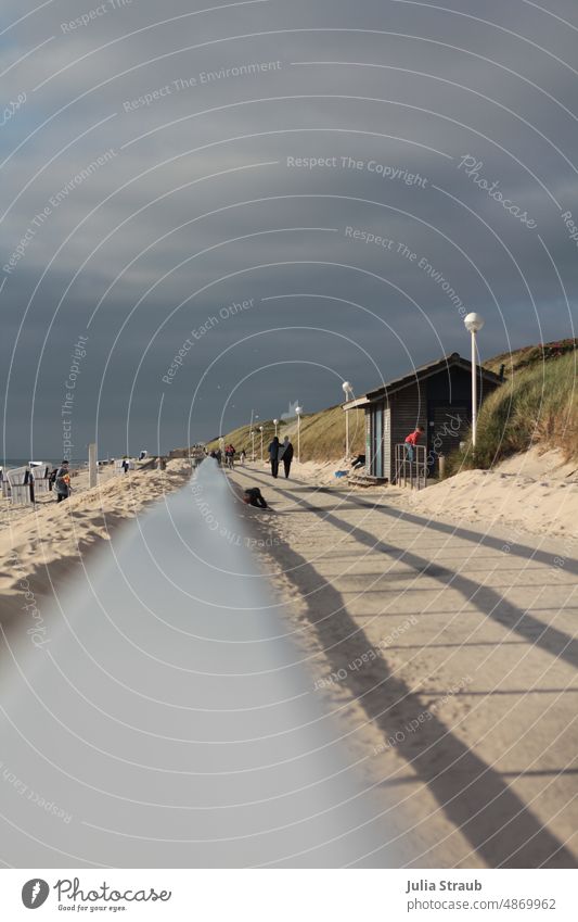 Weather change on Sylt on the beach promenade Walk on the beach Sand Sandy beach Summer Summer vacation Colour photo Vacation & Travel Exterior shot Ocean coast
