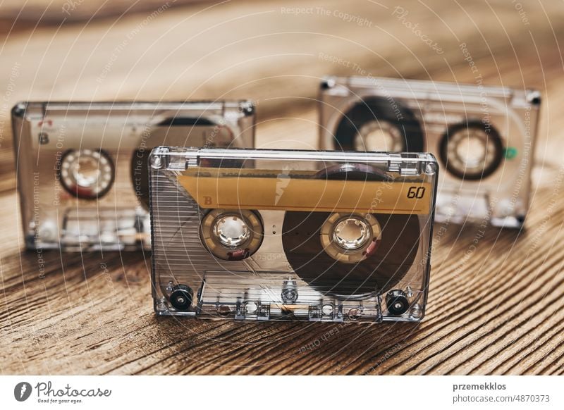 Compact cassette tapes and cassette recorder. Retro music style. 80s music  party. Vintage style. Analog equipment. Stereo sound. Back to the past - a  Royalty Free Stock Photo from Photocase
