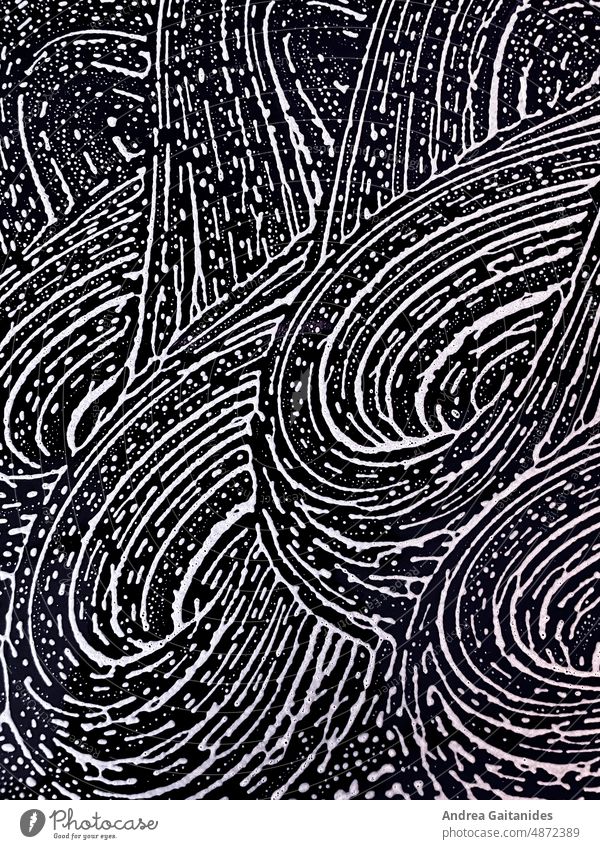 Pattern of white foam on black background, vertical Line pattern Foam black-white Black White structure Bubbles macro detail Wipe polish wipe clean shape