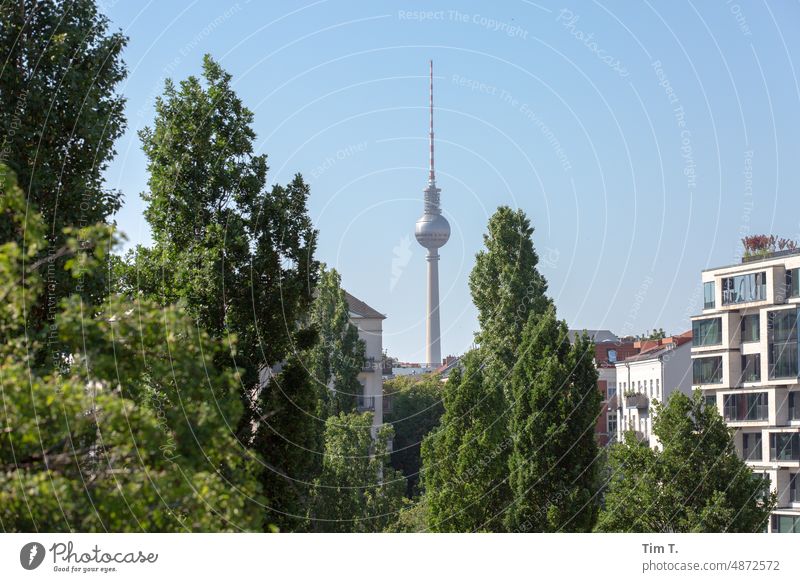 Prenzlauer Berg with television tower Television tower Colour Summer 2022 Berlin Capital city Town Downtown Deserted Exterior shot Day Old town