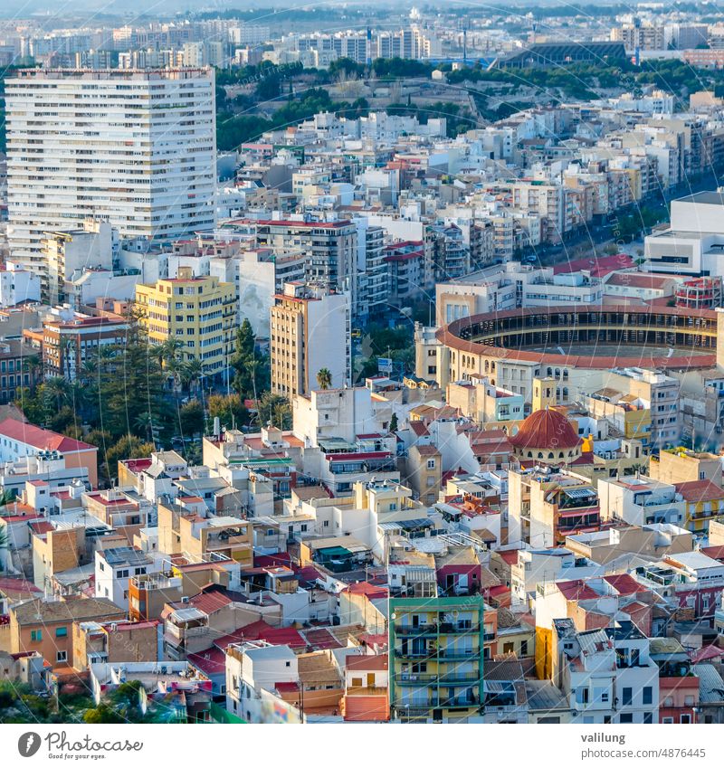 Alicante city view Alacant Comunidad Valenciana Costa Blanca Europe European Spain Spanish Valencian Community architecture building cityscape color colorful