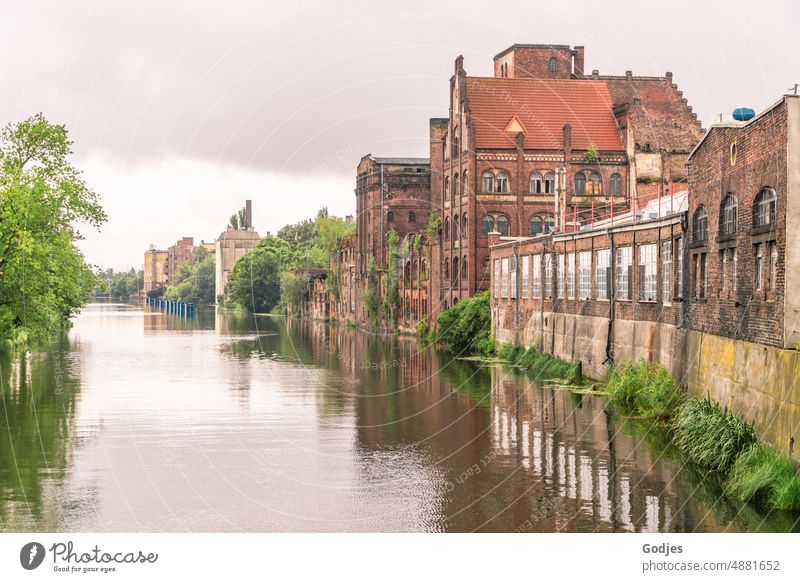 Szczecin Venice, industrial building on a river | Industry Poland Town Sky Architecture City Deserted Europe House (Residential Structure) Street Exterior shot