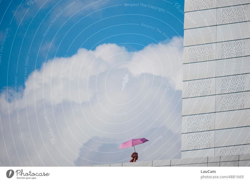 Pink Umbrella - Walk in the clouds Clouds Umbrellas & Shades pink Sunshade To go for a walk sea of clouds Sky Beautiful weather Freedom Weather Summer