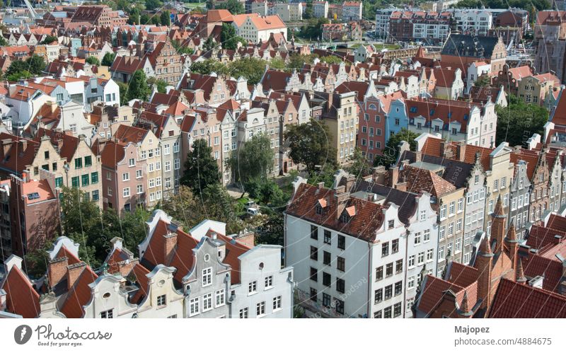 Beautiful view of Gdansk buildings and parks. Poland beautiful historical tower famous panorama landmark old tourism travel town aerial architecture city